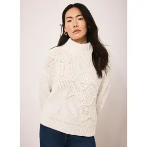 Mint Velvet White Cotton Blend Star Detail Jumper